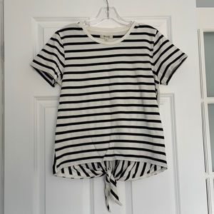 Madewell Black and White Striped Top with Tie Back Sz S